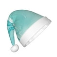 thumbnail image 2 of Naloa Teal Turquoise 1 Santa Hat for Kids Baby Christmas Hats,Girls Boys Toddler Plush Xmas Holiday Hat,Luxury Santa Claus Hat, 2 of 6