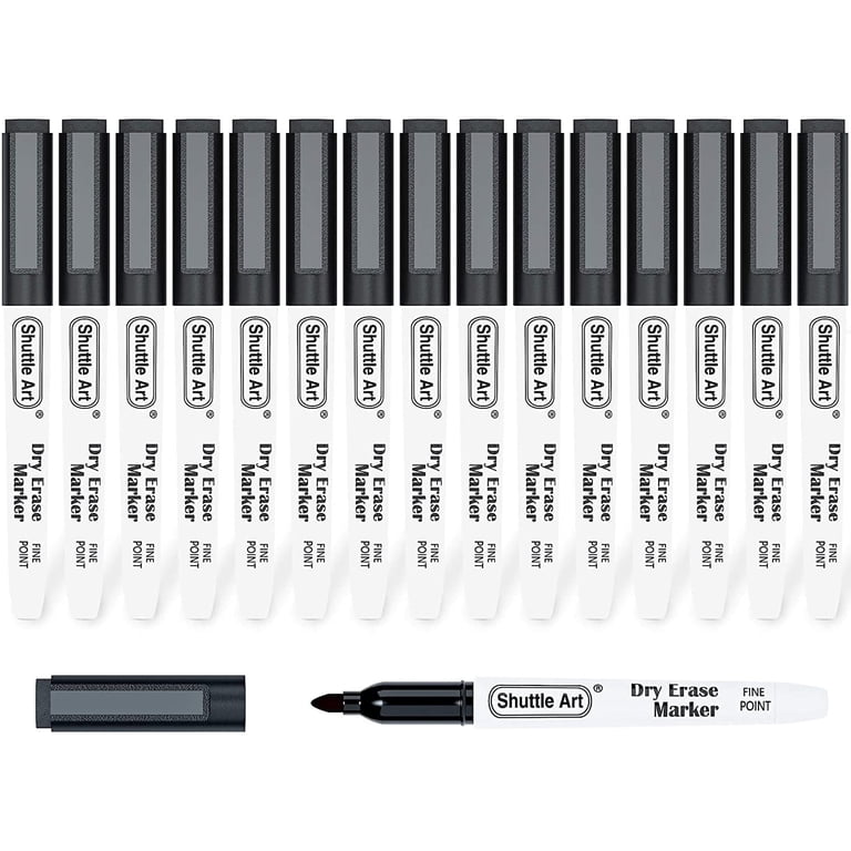 Shuttle Art Black Dry Erase Markers, 15 Pack Magnetic photo 1