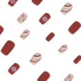 thumbnail image 4 of Uñas postizas navideñas MACHAO cuadrado rojo mate con diseño de rayas de trineo y copos de nieve, 4 of 5