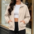 thumbnail image 2 of Sweatshirt Jacket for Women Stand Collar Full Zip Long Sleeve Casual Athletic Outerwear with Pockets for Daily Wear 2XL, 2 of 7