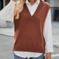 thumbnail image 2 of Teylalorva Women's Slim Fit V-Neck Sweater Vest Sleeveless Lightweight Warm Winter Top Layer Coffee Size XL, 2 of 6