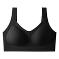thumbnail image 4 of Bra Wireless Push-Up Seamless Ribbed Racerback for Everyday Comfort and Support, M, Black, 4 of 5