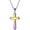 Rainbow, variant on Stainless Steel Classic Plain Christian Cross Religious Church Prayer Pendant Necklace