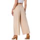 thumbnail image 3 of Pantalones rectos INSPIRE CHIC para mujer, casuales, sueltos, con cintura elástica, bolsillos, pantalones de pierna ancha, color caqui claro, talla S, 3 of 5