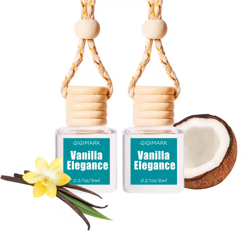 Vanilla Elegance Car Air Freshener Diffusers, 2 Pack Hanging Fragrance Oil Bottles