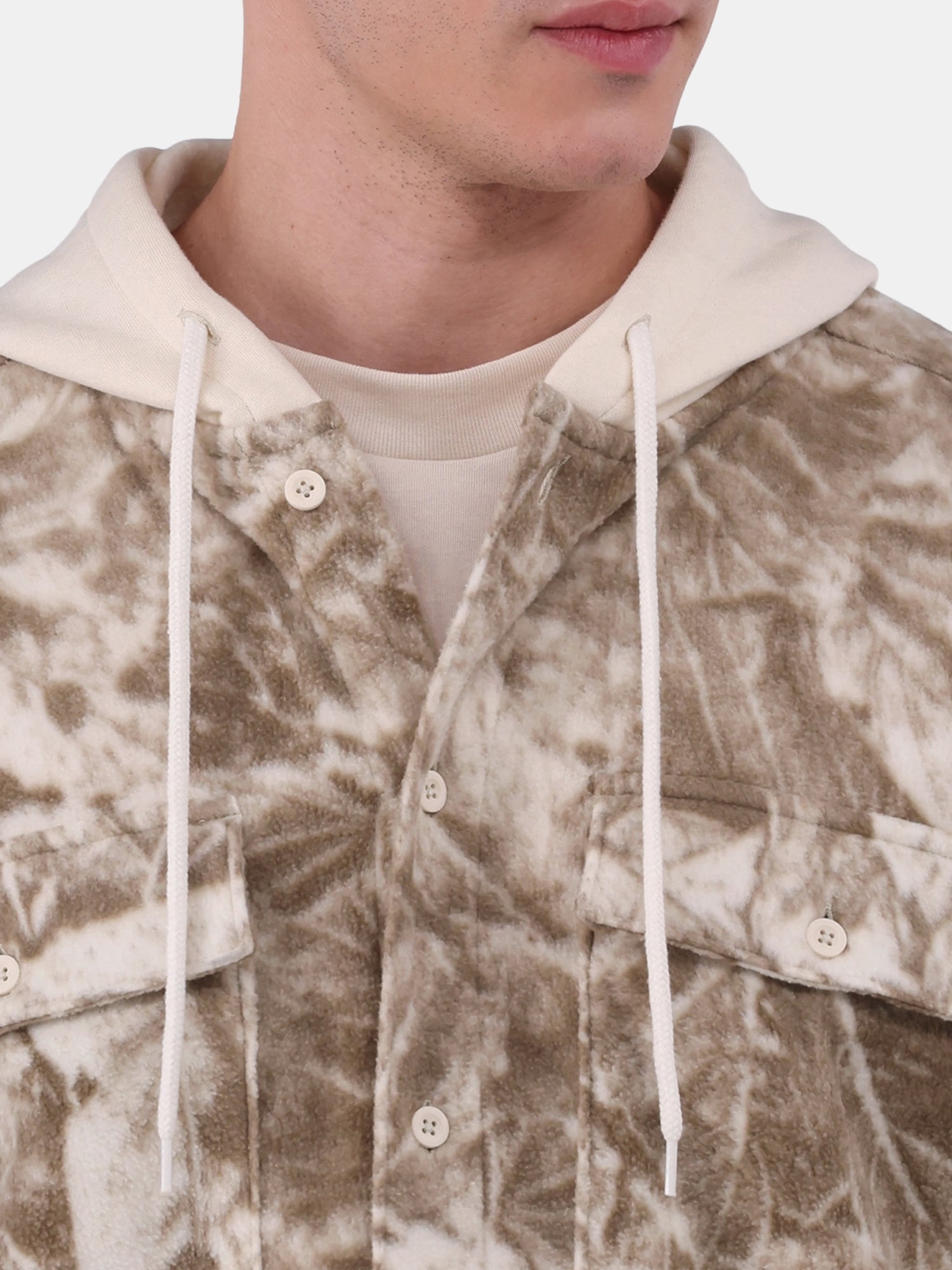 No Boundaries Men's & Big Men's Polar Fleece Hooded Button Up Jacket, Sizes XS-5XL