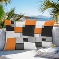 thumbnail image 4 of Orange Black Patchwork Outdoor Pillow Covers Pack of 2 Abstract Retro Art Waterproof Throw Pillow Covers Decorative Cushion Cases for Patio Garden Tent Balcony Couch 24x24 inch, 4 of 8