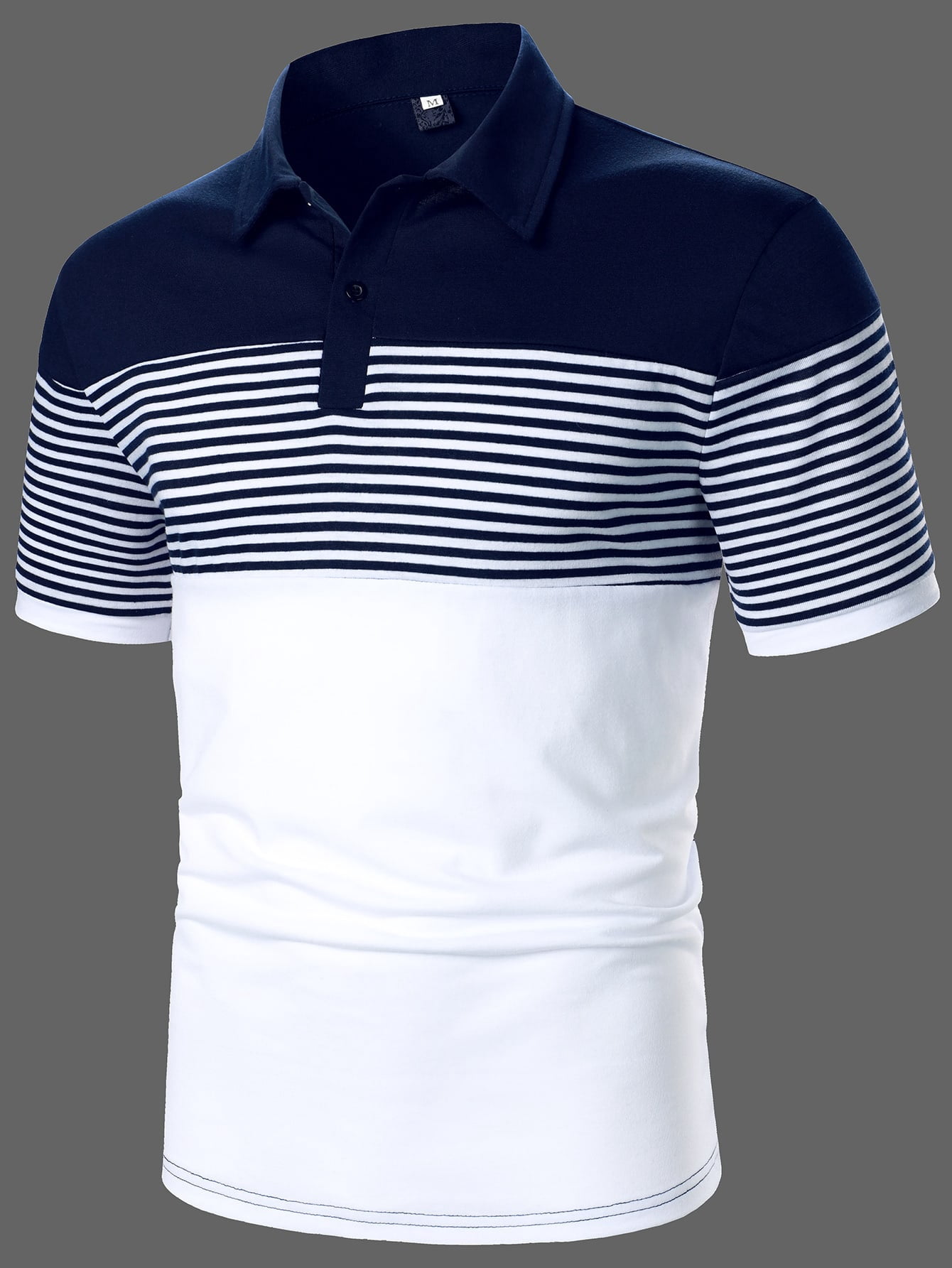 men's stripe colorblock short sleeve regular fit polo shirt
