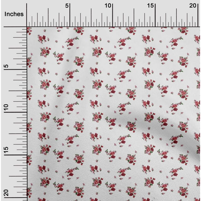 oneOone Georgette Viscose Fabric Leaves & Flower Floral Print Sewing Fabric BTY 42 Inch Wide