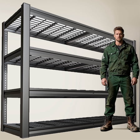 SKZNSA 4 Tier Storage Shelves, 68" W Garage Shelving Heavy Duty Metal Adjustable Garage Shelves, Shelving Units Industrial Shelving for Warehouse, 68" W x 18" D x 68" H,Black