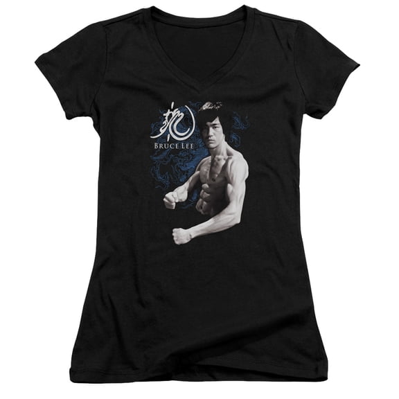 Bruce Lee Dragon Stance Junior Women's T-Shirt V-Neck Black