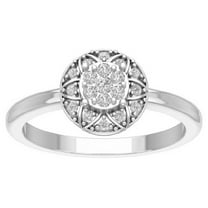 ARAIYA FINE JEWELRY 10K White Gold Cluster Lab Grown Diamond Halo Band Ring (1/4 cttw, D-F Color, VS Clarity), Size 6.5