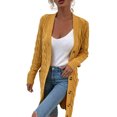 thumbnail image 2 of Cárdigan Largo De Punto De Gran Tamaño Para Mujer, Manga Larga, Bolsillo Amarillo XL Yuyangstore Chaqueta de punto, 2 of 7