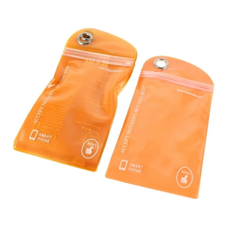 Unique Bargains Smartphone Mobile Hanging Hole Self Sealing Waterproof Bag Pouch Orange 10