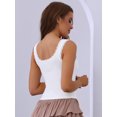 thumbnail image 2 of DARING DIVA Women's Ribbed Square Neck Slim-Fit Lace Trim Tank Tops S White, 2 of 6