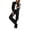 Black, variant on CHICME Two Piece Sets for Women Striped Tape Long Sleeve Bomber Jacket and Elastic Wide Leg Sporty Pants Sweatsuits Red-L