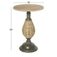thumbnail image 3 of DecMode 15" x 22" Brown Wood Accent Table with Black Metal and Rattan Base, 1-Piece, 3 of 8