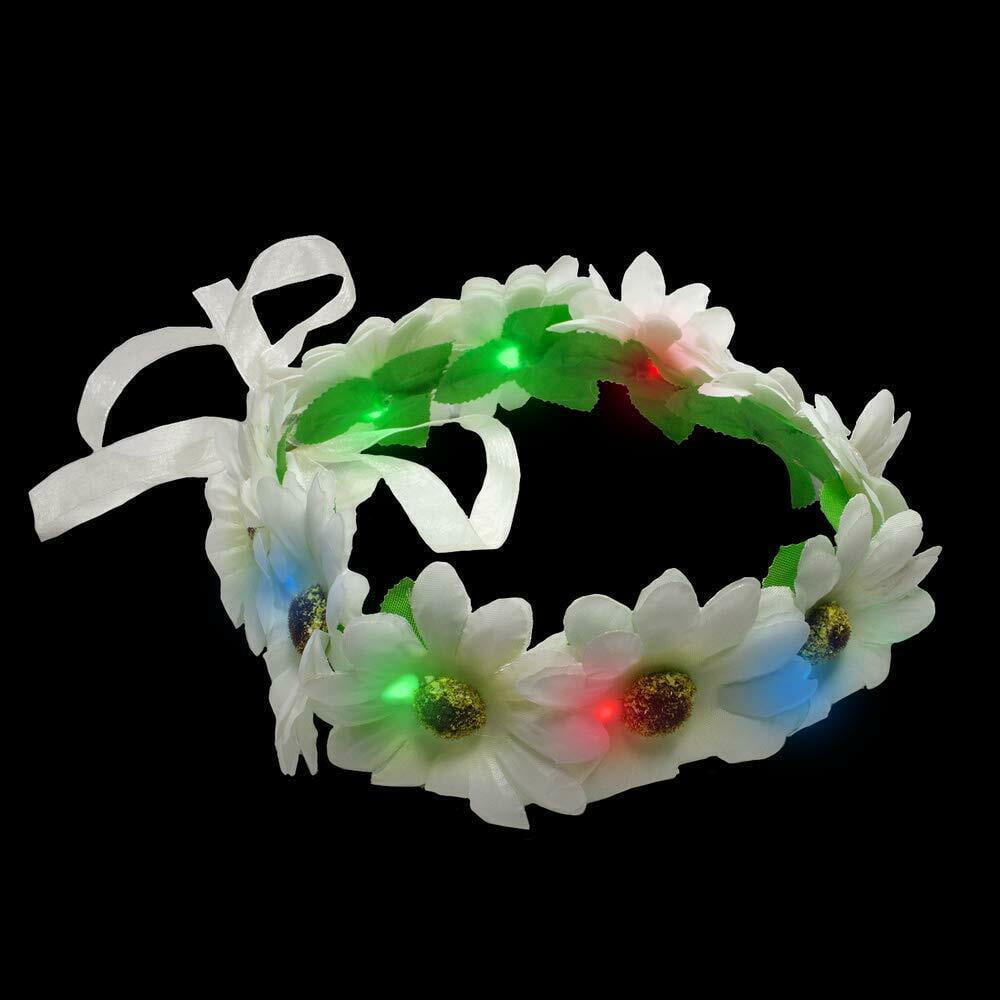 Festival Glowing Flower Garland Hair band Party Crown Wreath Headband LED Light 