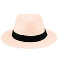 thumbnail image 2 of Women's Straw Fedora Hat Cuban Panama Wide Brim Summer Beach, 2 of 2