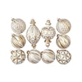 thumbnail image 2 of Black Gold Vintage Embossed Christmas Ornament Set Shatterproof Hanging Baubles for Christmas Tree Holiday Decor, 2 of 9