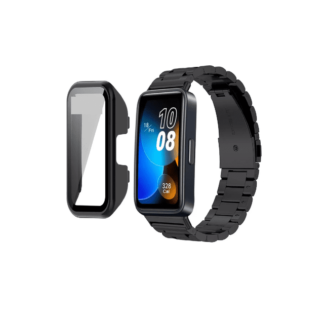 Correa Acero Inoxidable Para Huawei Band 8+protector Funda Negro/Negro