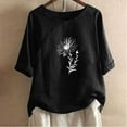 thumbnail image 2 of WREESH Womens Spring Summer T-Shirts Fashion Printed T-Shirt Short Sleeves Blouse Round Neck Casual Tops Black, 2 of 5