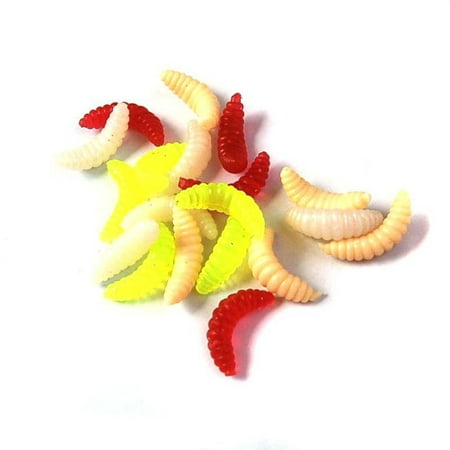 100 PCs Exceepand 2cm Plastic Soft Fishing Lure Worm Maggot