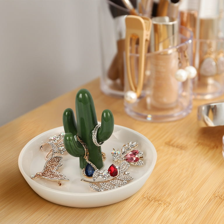 Ceramic Ring Tray Jewelry Holder And Trinket Dish, Cactus 