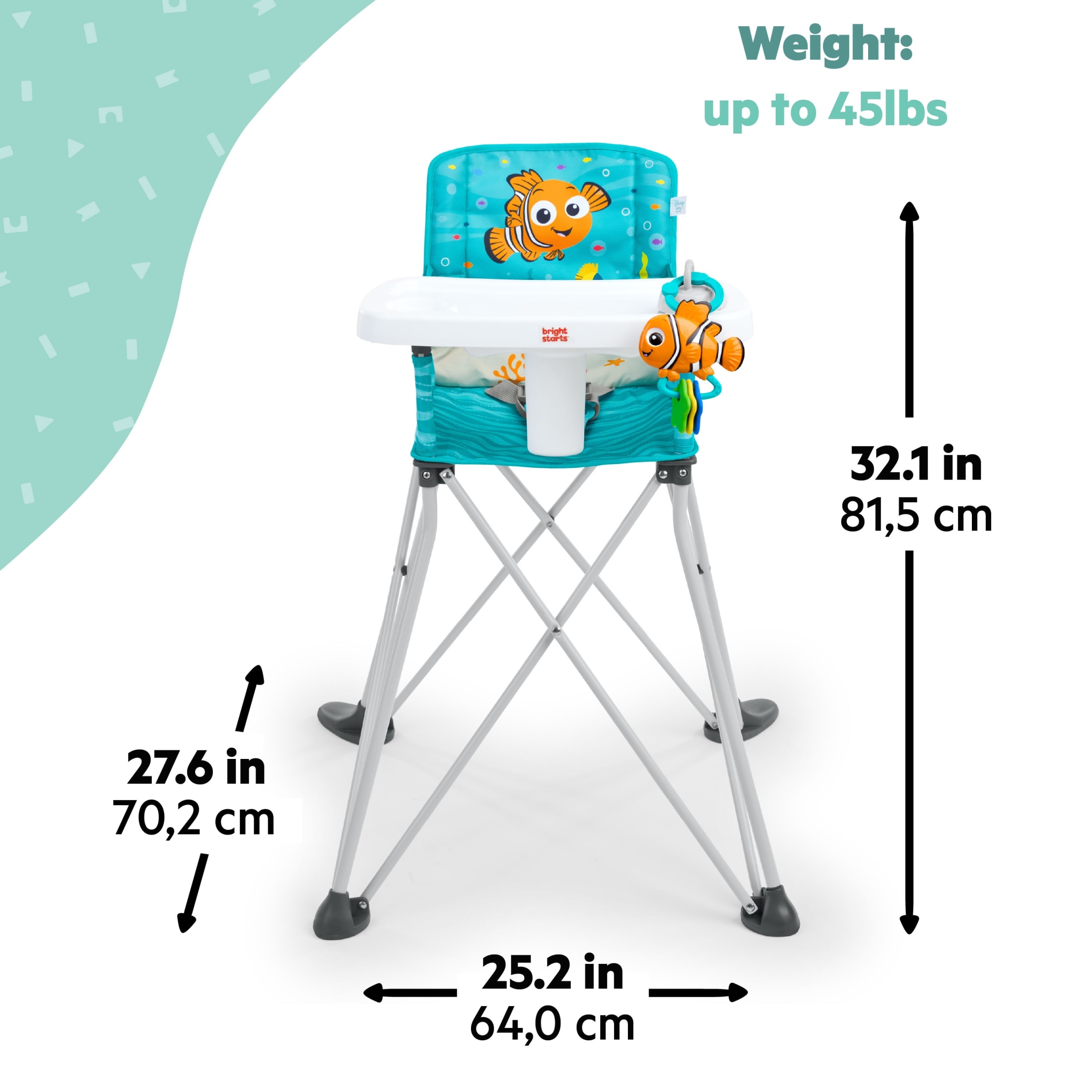 Disney Baby Finding Nemo Pop ‘n Dine Portable Highchair from Bright Starts, Unisex, Infant