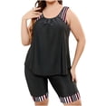 thumbnail image 3 of FAHXNVB Women's Plus Size Tankini Swimsuits Two Piece Bathing Suit Flowy Rash Guard Sleeveless Swimwear Tops with Capris Shorts,XXXXL,Black, 3 of 7