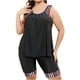 thumbnail image 5 of Trajes de baño Amzcrzy Tankini para mujer, trajes de baño, traje de baño de dos piezas con control de abdomen para mujer, talla grande, conservador, con estampado negro, 4XL, 5 of 8