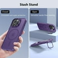 thumbnail image 2 of Magnetic Case for iPhone 15 Pro with Kicstand, Compatible with Magsafe, Built-in Camera Stash Stand, Military Protection, Skin Feeling Phone Case for iPhone 15 Pro 6.1inch, Deep Purple, 2 of 13