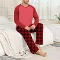 thumbnail image 4 of Tnhcen Men's Pajama Sets, Long Sleeve Raglan Neck Sleepwear, Contrast Color Block, Plaid Flannel Lounge Pants, 2-Piece Loungewear for Men Comfort Wear, Home Clothes, S-3XL Plus Size, 4 of 7