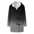 thumbnail image 4 of Womens Casual Loose Fuzzy Fleece Gradient Solid Plus Size Buttons Jacket Hooded Coat, 4 of 6