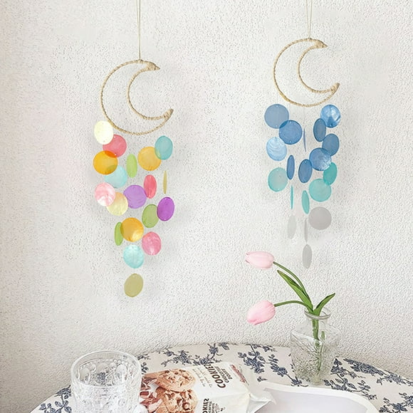 Sunjoy Tech Wind Chime Eye-catching Exquisite Creative Easy Installation Bright-colored Shell Moon Hanging Dream Catcher Home Decor