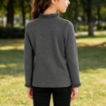 thumbnail image 5 of Girls Ruffle Mock Neck Long Sleeve Top, Solid Color Pullover Shirt with Ruffle Cuffs, Casual Fall Winter Kids Clothing | Akmoler,Gray 11-12 Years, 5 of 9