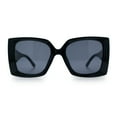 thumbnail image 4 of Womens Bold Thick Plastic Butterfly Squared Rectangle Oversize Diva Sunglasses All Black, 4 of 8