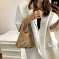 thumbnail image 1 of Cotton Thread Handbags Straw Woven Hollow Net Shopping Beach Vacation Purses, 1 of 8