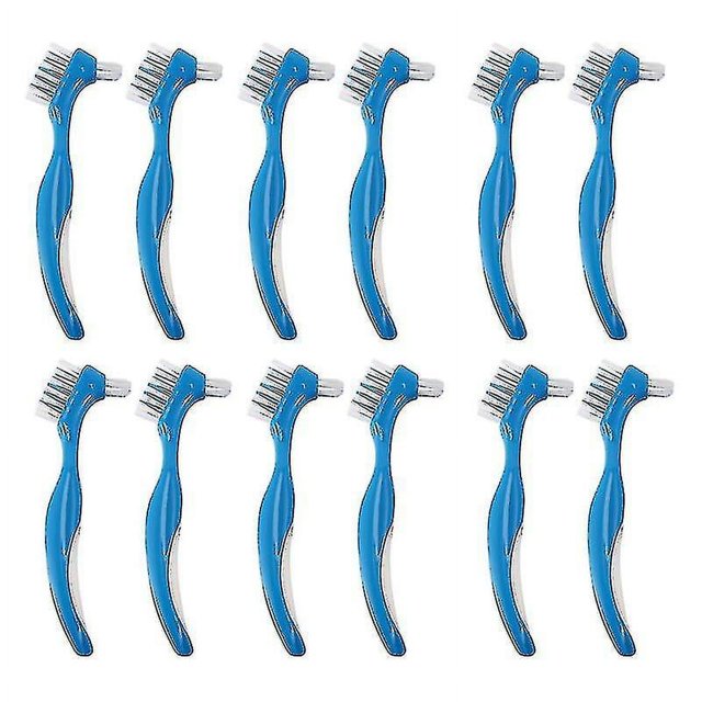 Paquete de 12 cepillos para dentaduras postizas, cepillo duro para limpieza de dentaduras postizas (hy)