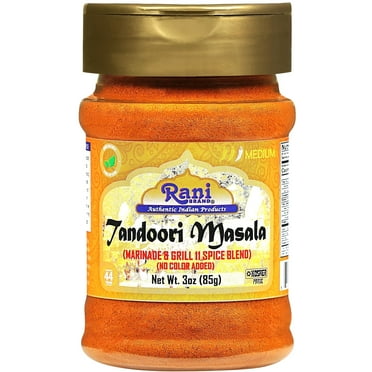 Rani Tandoori Masala (Natural, No Colors Added) Indian 11-Spice Blend 3oz (85g) PET Jar ~ Salt Free | Vegan | Gluten Friendly | NON-GMO | Kosher | Indian Origin