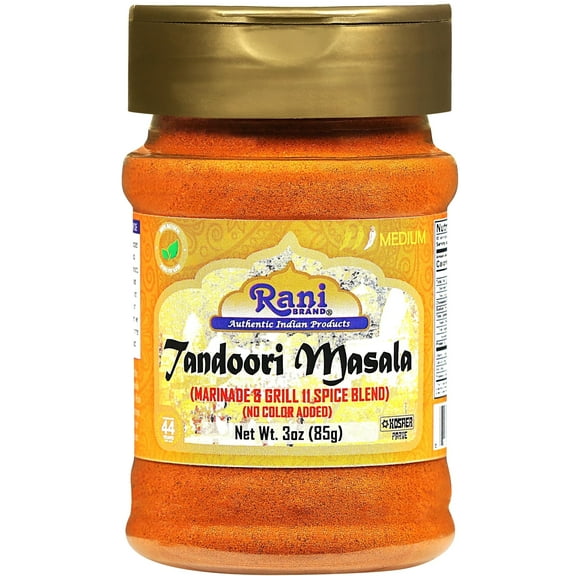 Rani Tandoori Masala (Natural, No Colors Added) Indian 11-Spice Blend 3oz (85g) PET Jar ~ Salt Free | Vegan | Gluten Friendly | NON-GMO | Kosher | Indian Origin