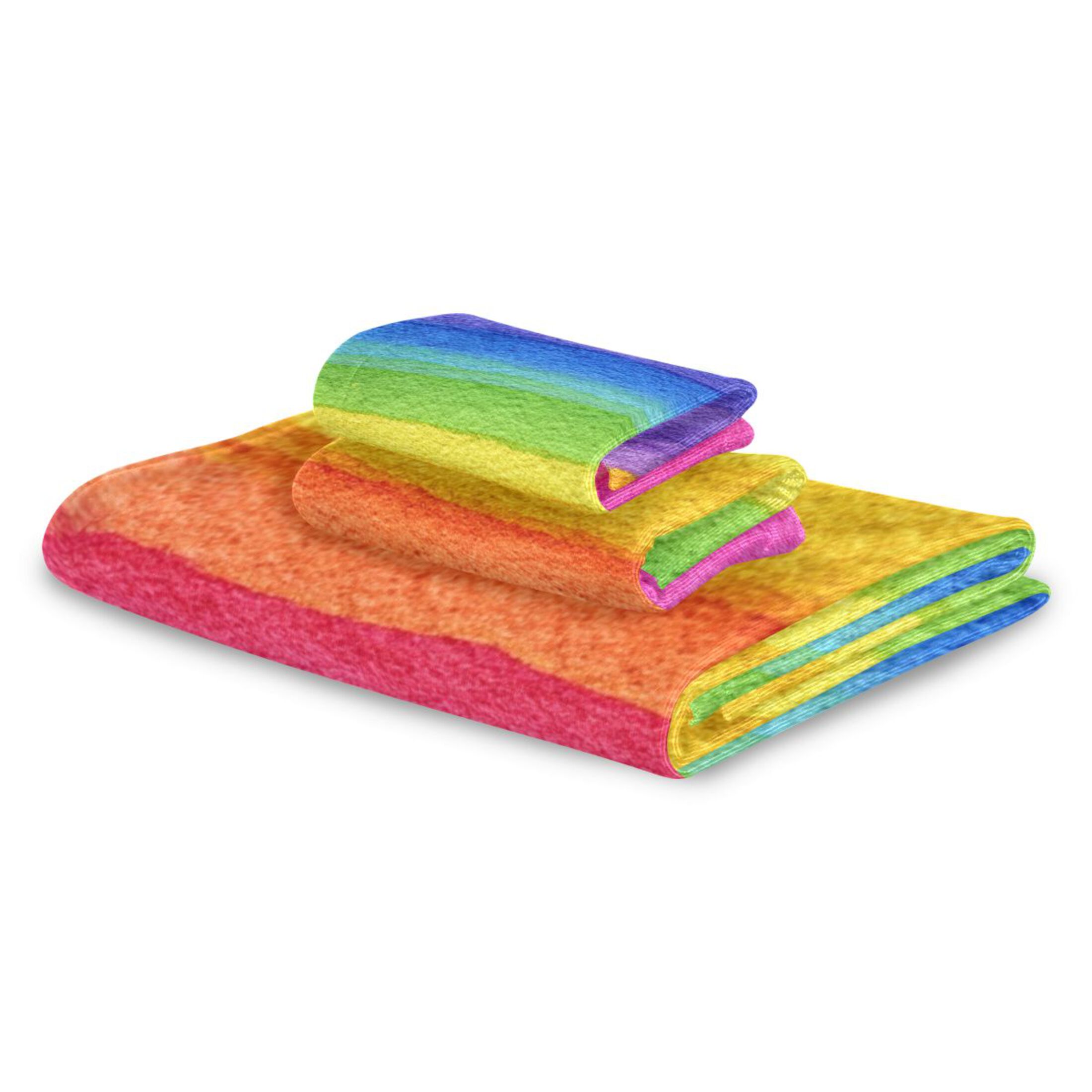 3 Piece Bath Towels Set Bath Towel, Hand Towel and Face Towel for Bathroom, Gym, Hotel Watercolor Rainbow Colors