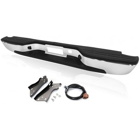 For GMC Savana 2500/3500 1996-2017 Step Bumper Assembly | Rear | Include Pad/Brackets/End Caps | w/ Gray Top Pads | Chrome | GM1103101