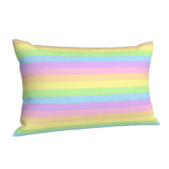 Hidden Zipper Pillowcases Pastel Rainbow Striped Lumbar Pillow Case Decorative Pillow Cases Bed Cushion Covers 20"x30"