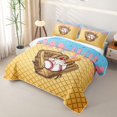 thumbnail image 3 of Erosebridal Light Blue & Pink Dripping Waffle Baseball Sundae & Glove Graphic Quilt King,Sweet Graphic King Coverlet Set for Boys Girls, 3 of 7