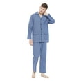 thumbnail image 6 of GLOBAL Men's Long Sleeve Plain Weave Pajama Set Cotton Sleepwear Comfy Loungewear Navy White Gingham M, 6 of 7