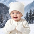 thumbnail image 6 of 6-36 Months Kids Winter Knit Hat and Mitten Set, Cute Bear Ear Beanie for Boys Girls, 6 of 8