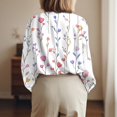 thumbnail image 5 of WTOBBY Women's Floral Print Button Down Long Sleeve Shirt, Classic Collar Casual Blouse Top with Soft Texture, Perfect for Spring Fall Office and Weekend,Pink M, 5 of 6