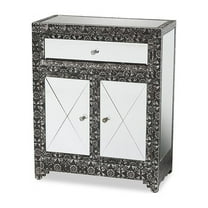 Baxton Studio Wycliff Industrial Glam and Luxe Silver Finished Metal and Mirrored Glass 1-Drawer Sideboard Buffet