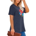 thumbnail image 3 of Anbech Women Heart Graphic Plus Size T-Shirts 4th of July Print Short Sleeves Independence Day Tee Tops, 3 of 5